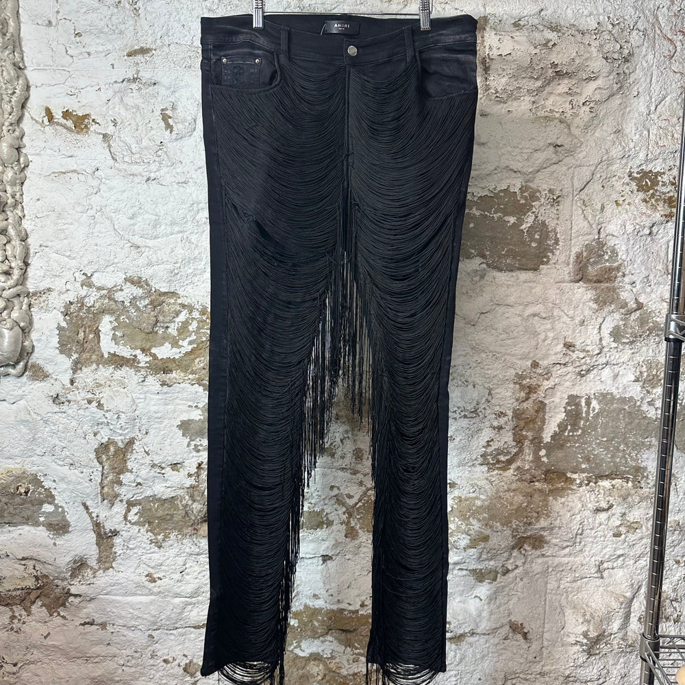 Amiri Fringe Wire Black Denim Jeans Sz 38