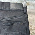 Amiri MX1 Black Leather Black Waxed Thrasher Denim Jeans Sz 30