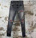 Amiri MX1 Red Suede Grey Denim Jeans Sz 29 DS