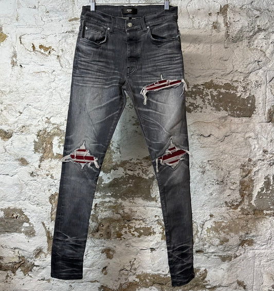 Amiri MX1 Red Suede Grey Denim Jeans Sz 29 DS