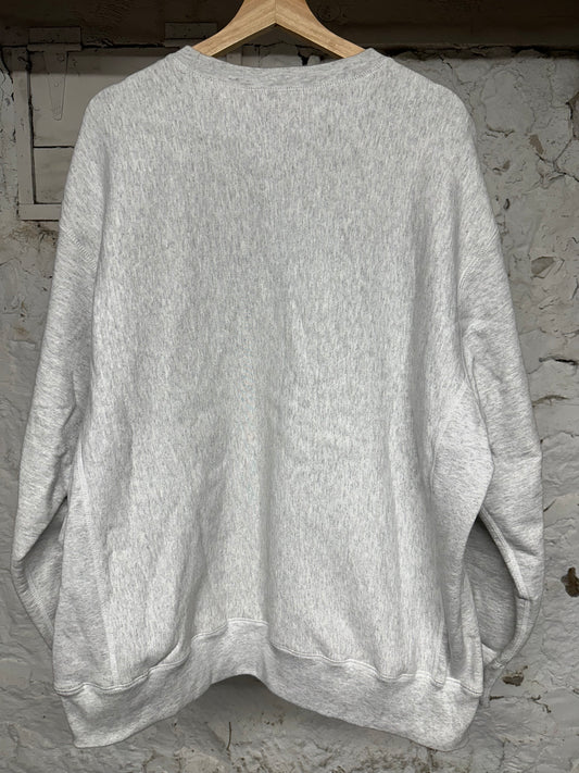 Supreme Red Felt Spellout Grey Crewneck Sz XL