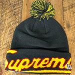 Supreme Yellow Spellout Script Beanie Black DS