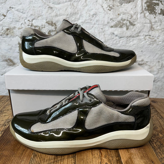 Prada Americas Cup Vintage Green Patent Gray Sz 9 No Box