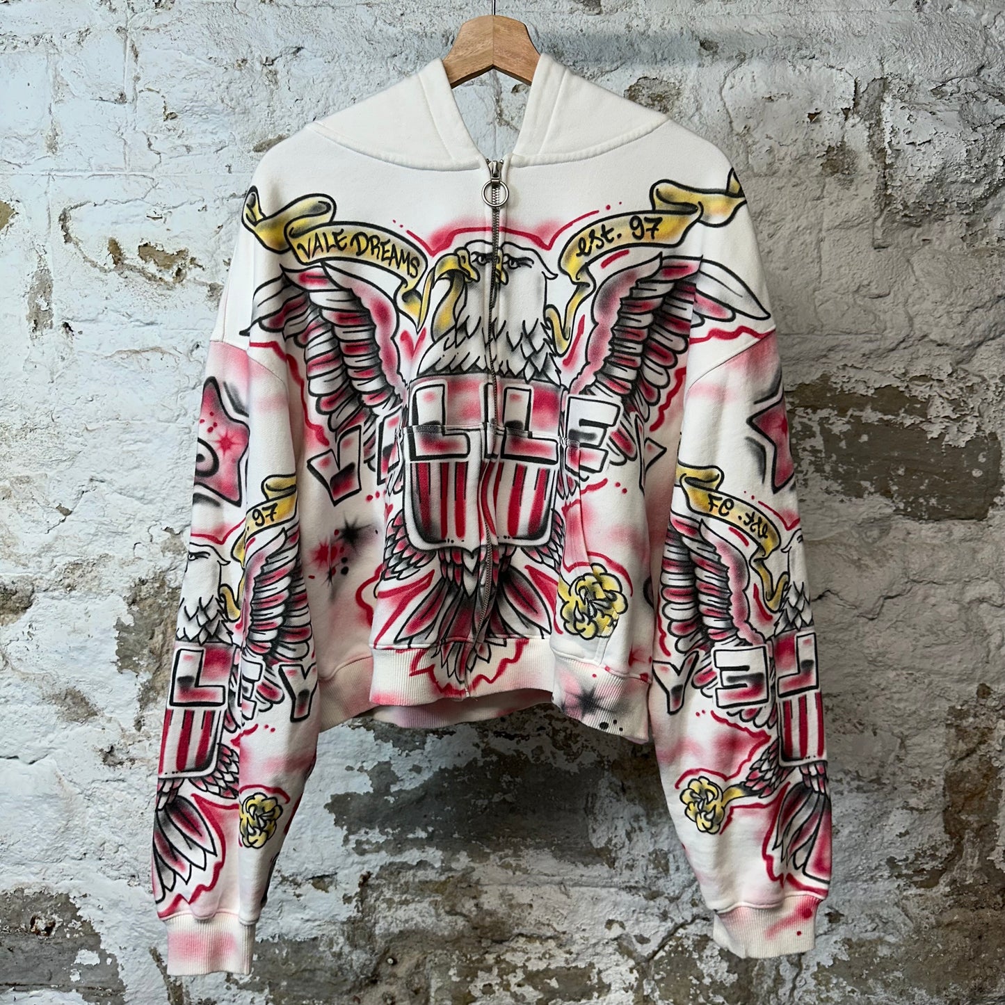 Vale Flag Zip Up Hoodie White Sz S