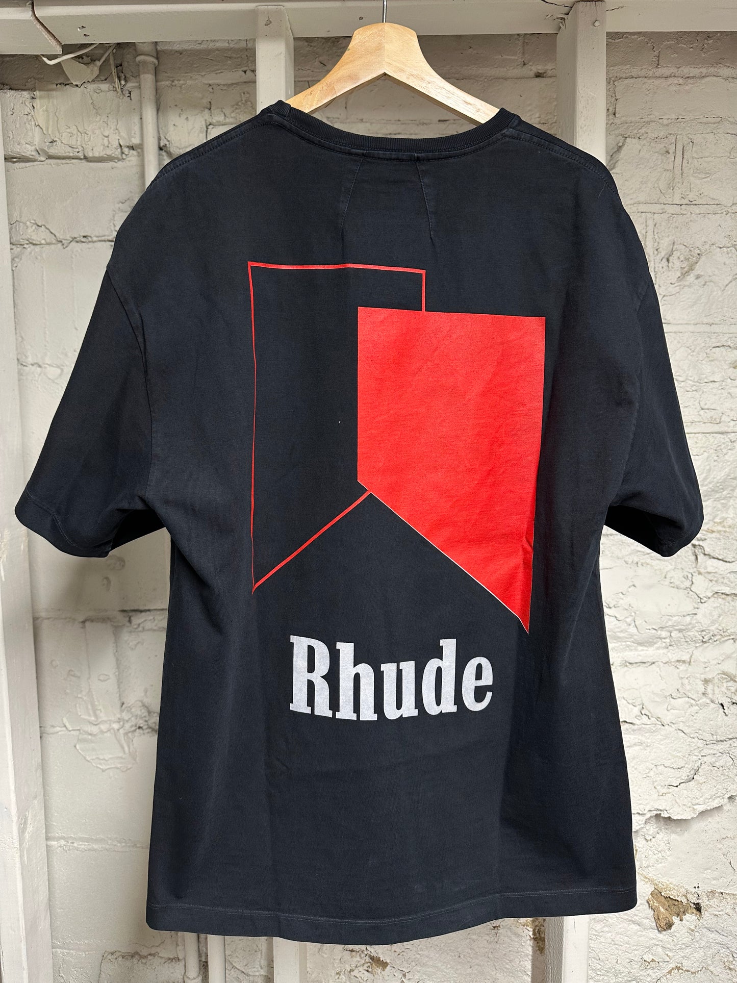Rhude Red Logo Black T-Shirt Sz S