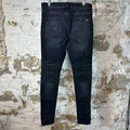 Amiri MX1 Cracked Blue Black Denim Jeans Sz 36