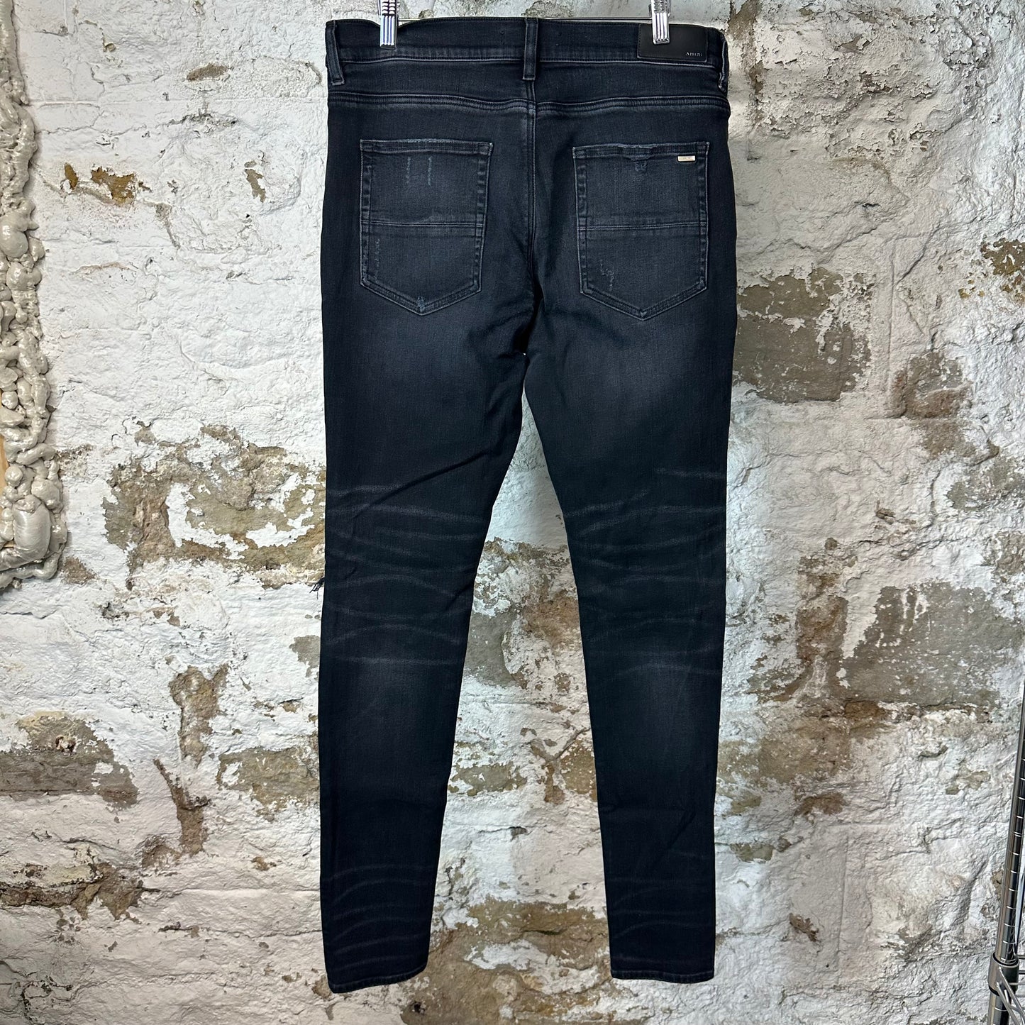 Amiri MX1 Cracked Blue Black Denim Jeans Sz 36