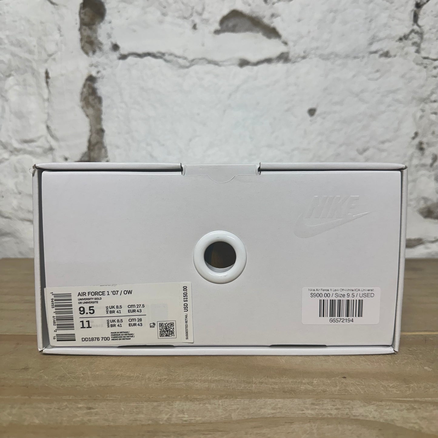 Nike Air Force 1 Low Off-White ICA University Gold Sz 9.5