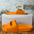 Balenciaga Black Spellout Orange Pool Slides Sz 9