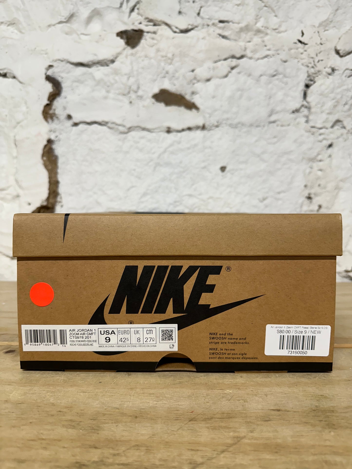 Air Jordan 1 Zoom CMFT Fossil Stone Sz 9 DS