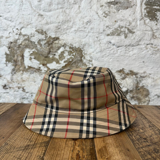Burberry Brown Plaid Bucket Hat Sz L