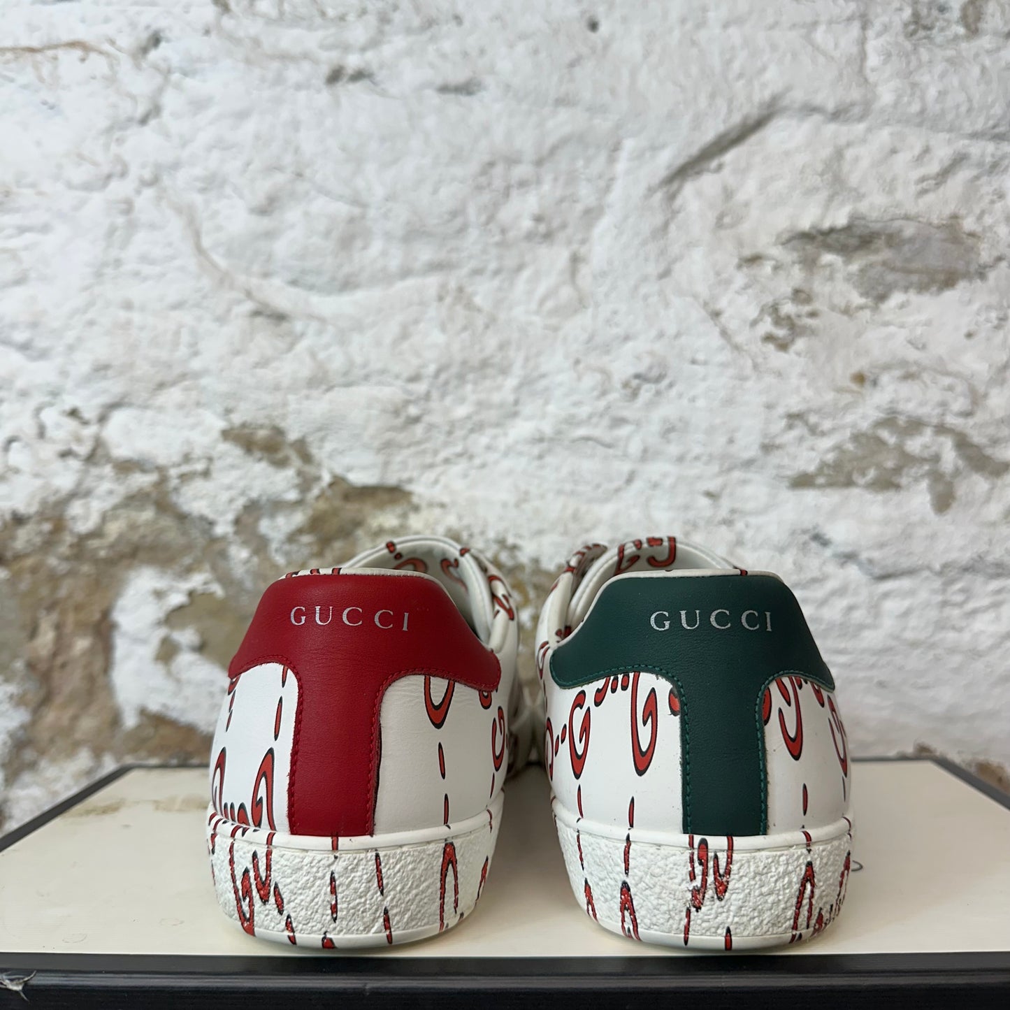 Gucci Red GG Monogram White Ace Sneaker Sz 9.5