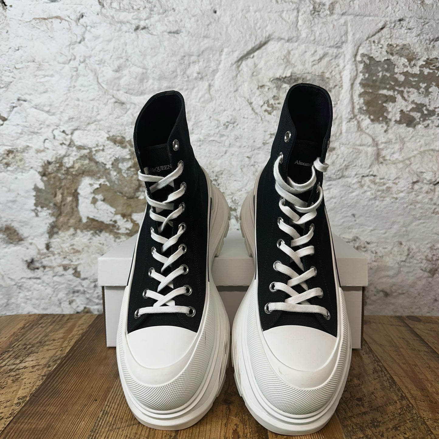 Alexander Mcqueen High Black White Tread Boot Sz 12 (45) No Box