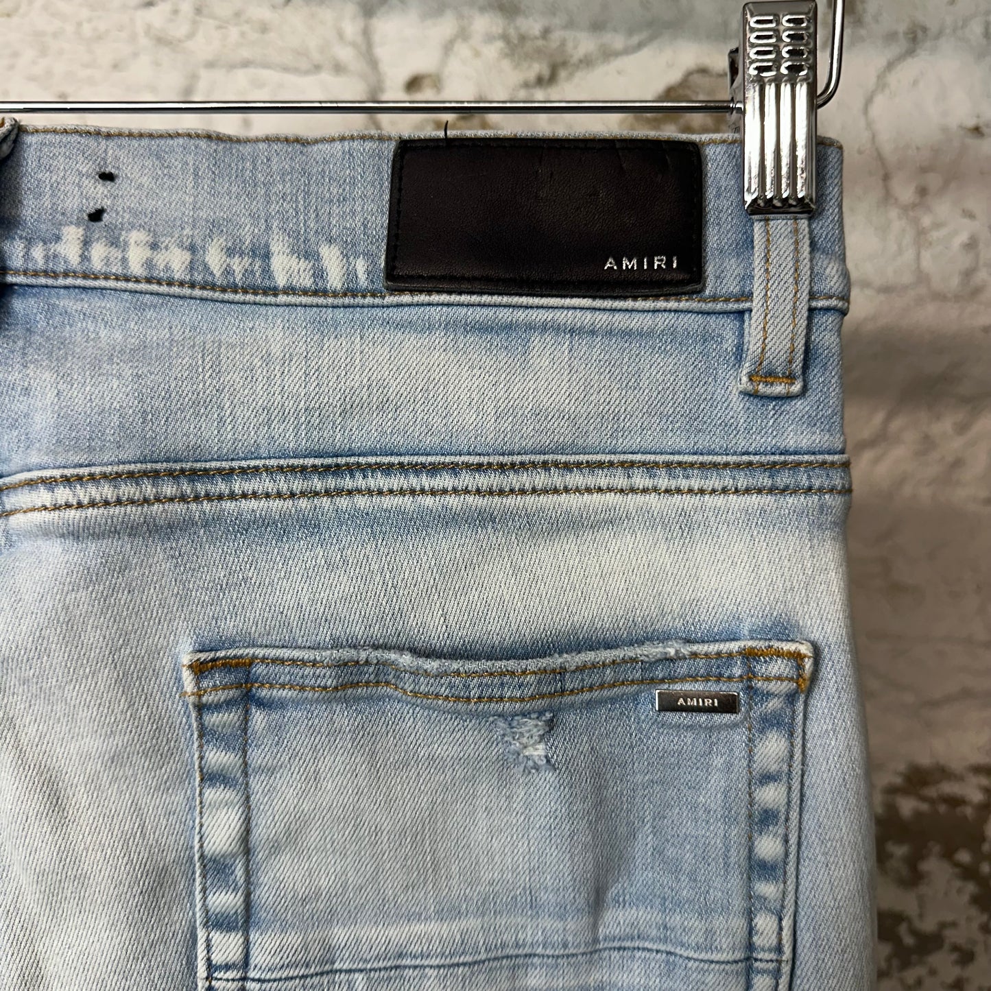 Amiri MX1 Orange Tie Dye Light Blue Denim Jeans Sz 32