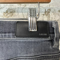 Amiri MX1 Black Leather Grey Denim Jeans Sz 33