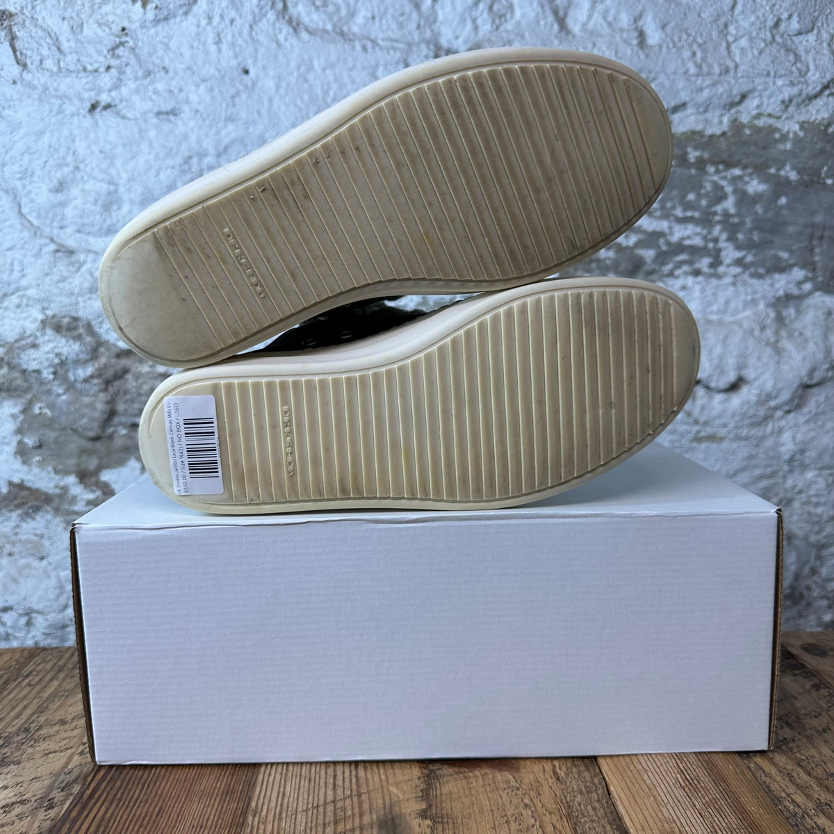 Rick Owens Jumbo Lace Black Canvas Milk Sneaker Sz 9 (42)