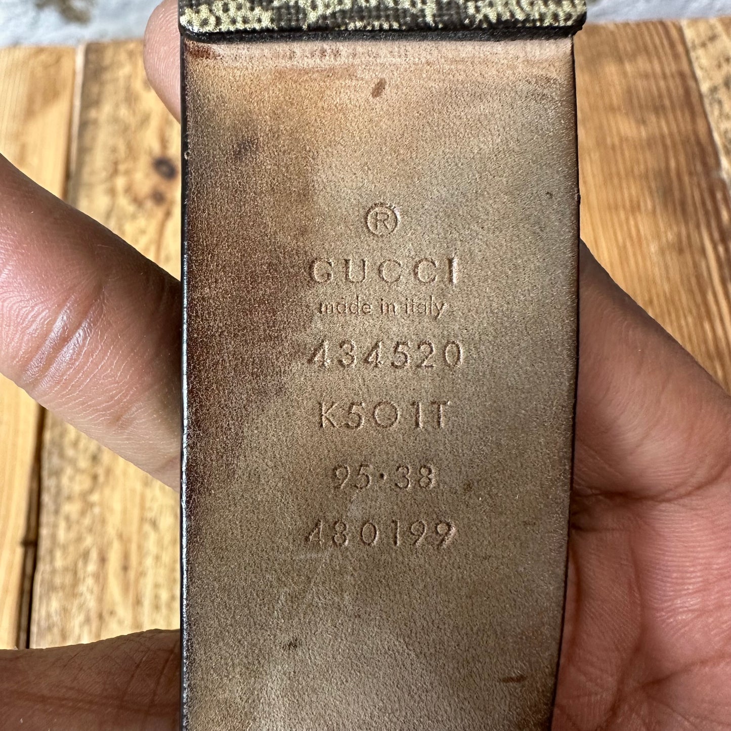 Gucci Beige GG Monogram Snake Belt Sz (95/38)