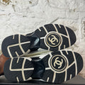 Chanel Black CC White Cream Sneaker Sz 8 (41)