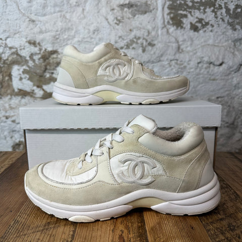 Chanel CC Cream White Trainer Sz 7.5 (40.5) No Box