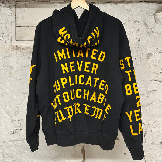 Supreme World Famous Black Yellow Hoodie Sz M