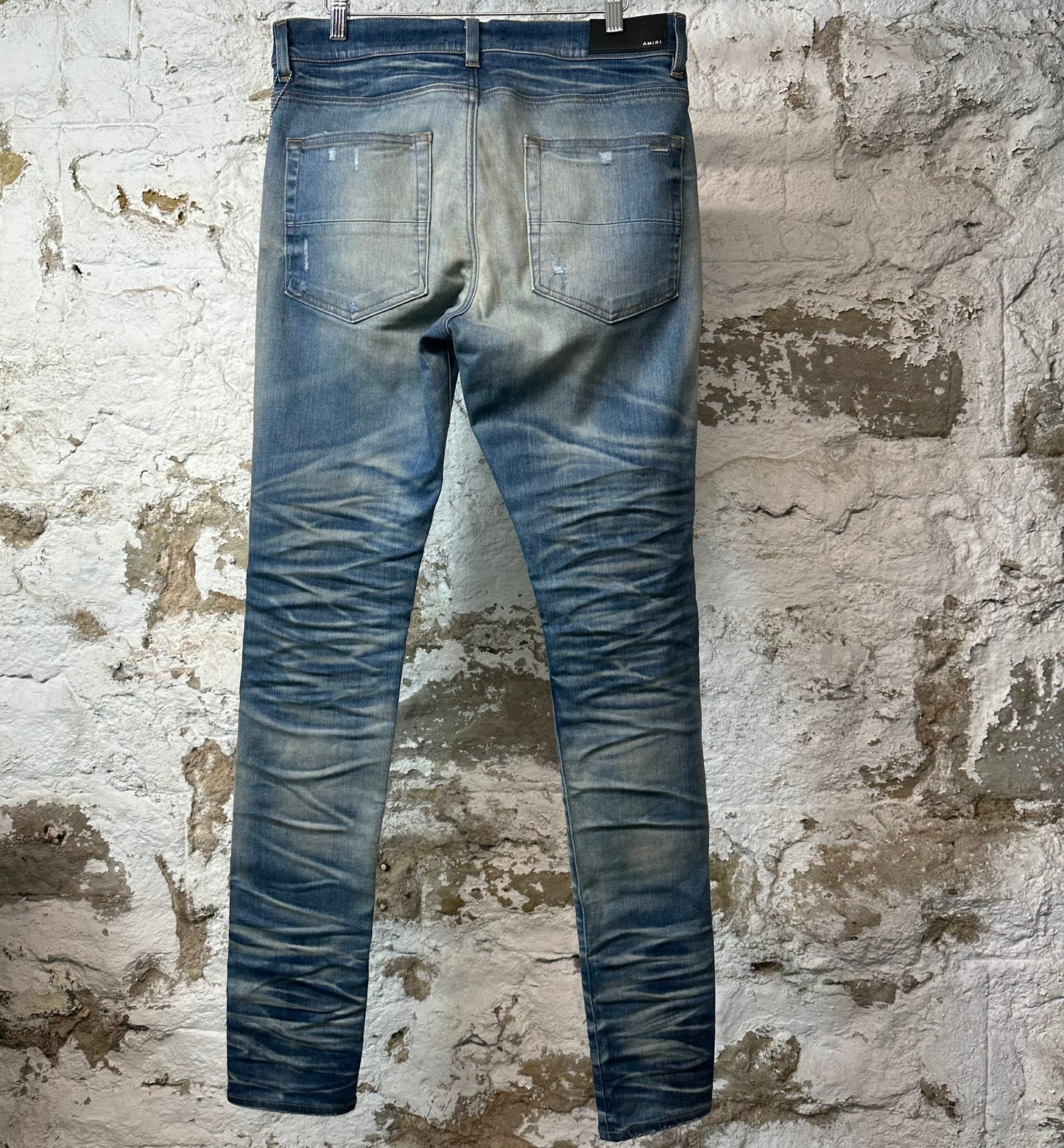 Amiri Plain Blue Honeycomb Denim Jeans Sz 33