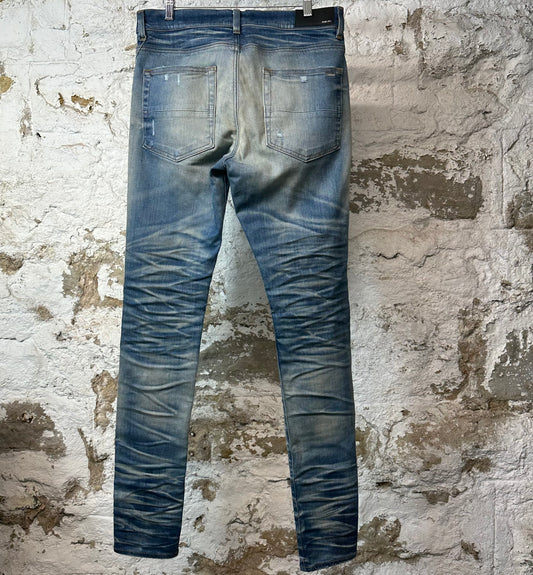 Amiri Plain Blue Honeycomb Denim Jeans Sz 33