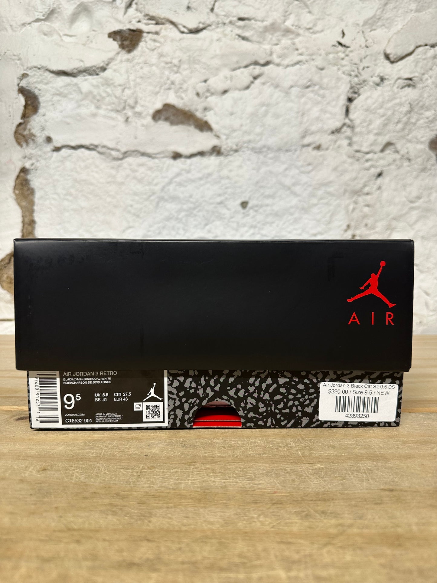 Air Jordan 3 Black Cat Sz 9.5 DS