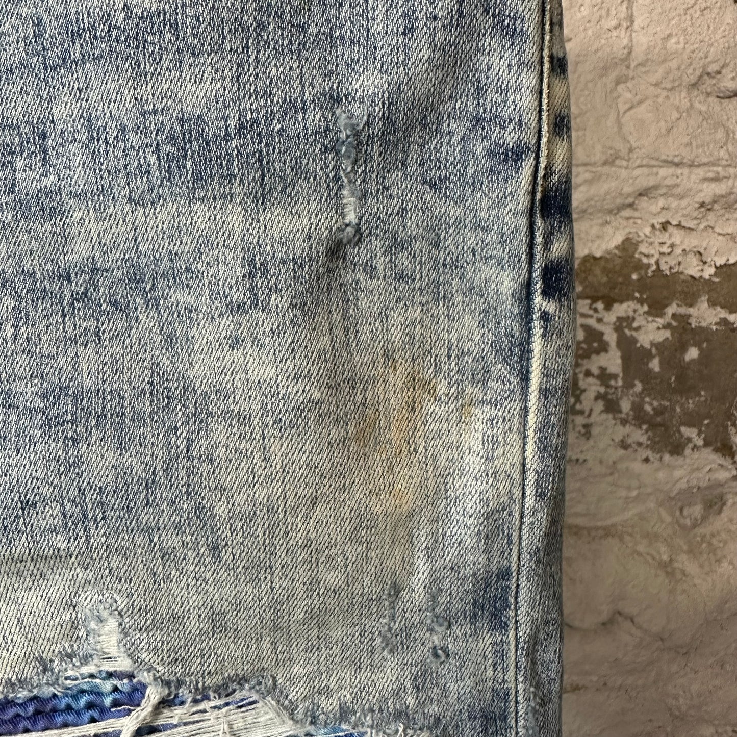 Amiri MX1 Tie Dye Patch Washed Blue Denim Jeans Sz 34