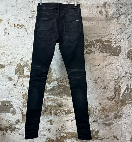 Amiri MX1 Cracked Blue Black Denim Jeans Sz 28