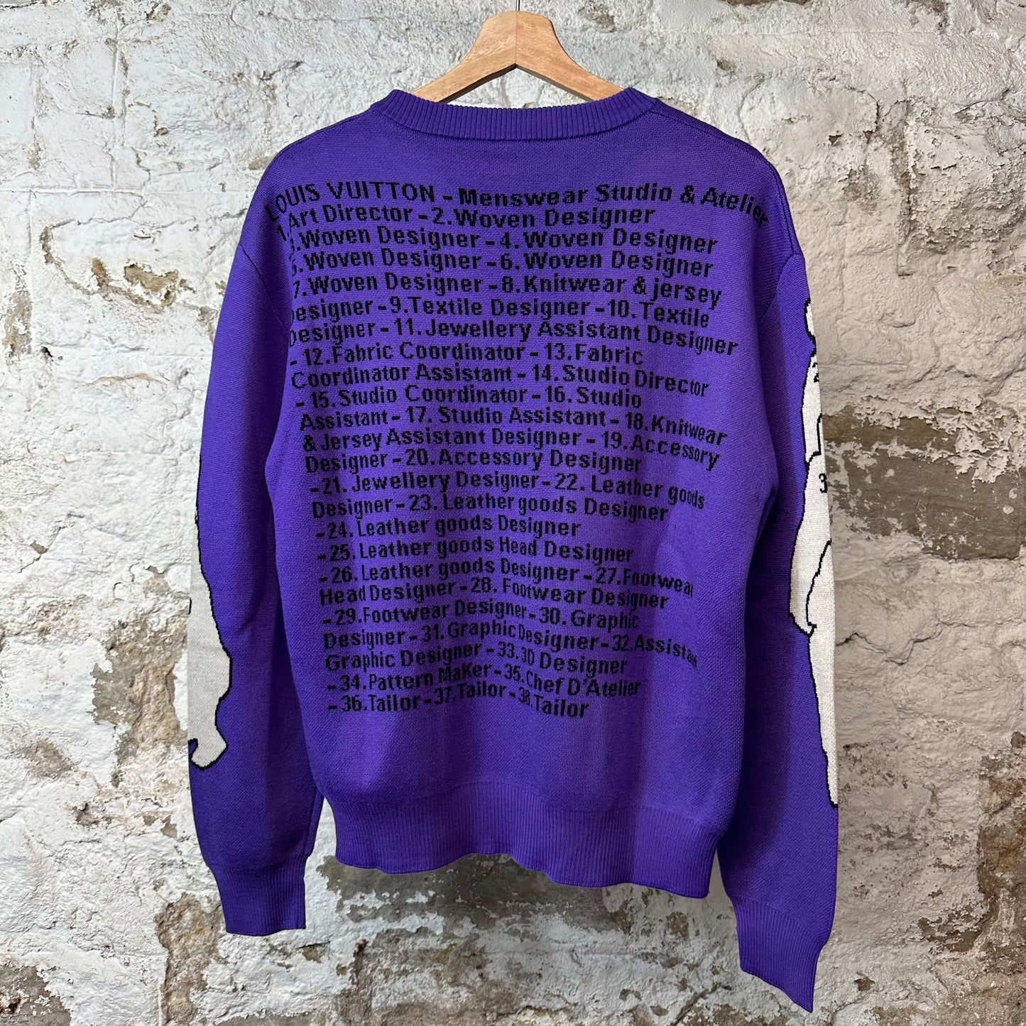 Louis Vuitton Virgil Studio Intarsia Knit Crewneck Purple Sz M