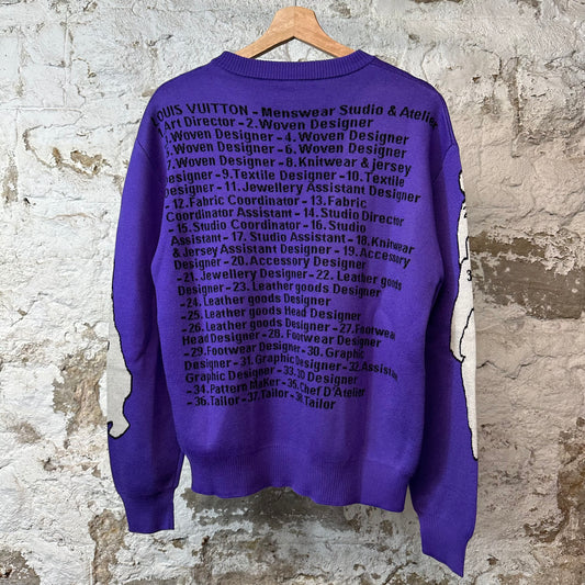Louis Vuitton Virgil Studio Intarsia Knit Crewneck Purple Sz M