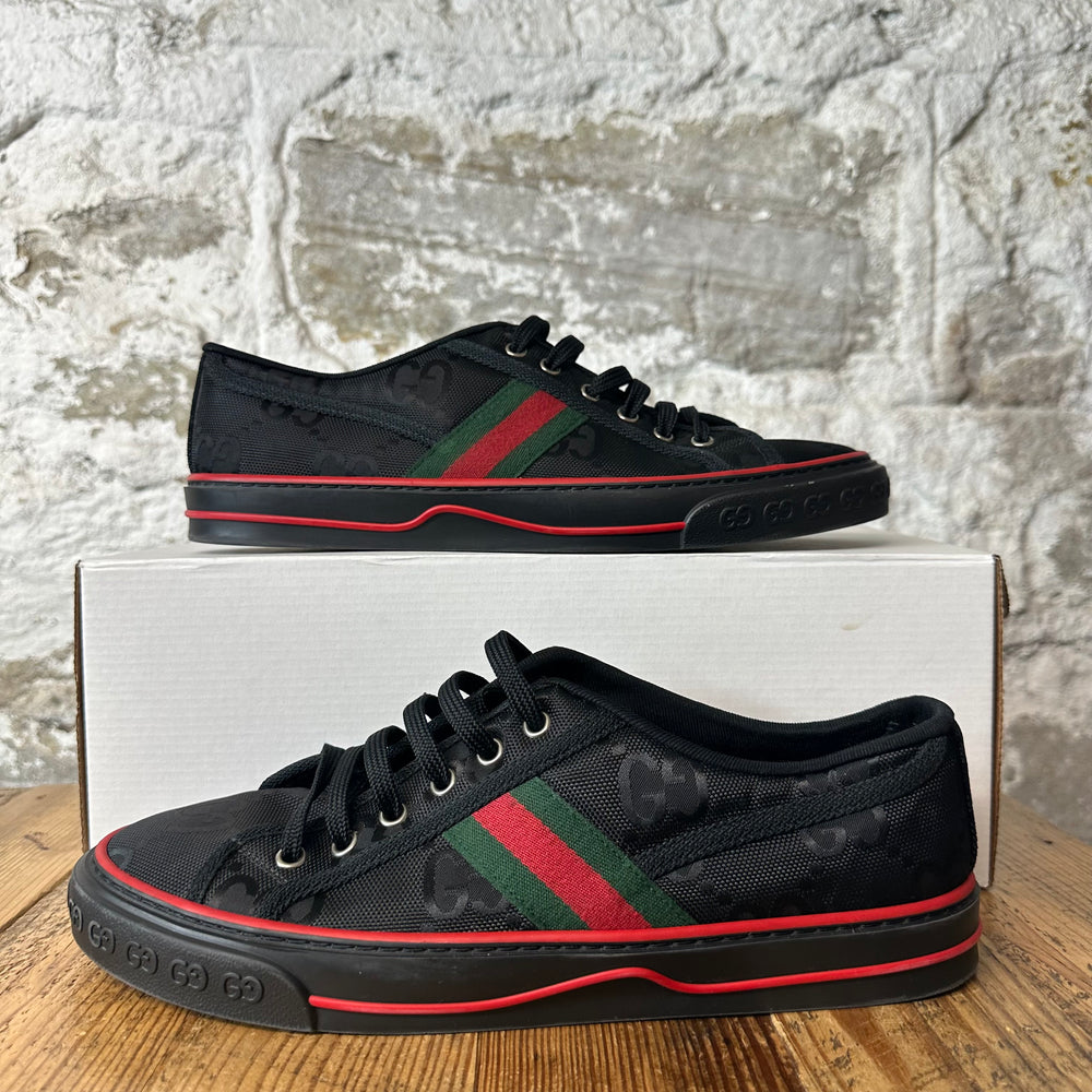 Gucci Tennis 1977 Black GG Monogram Sneaker Sz 8