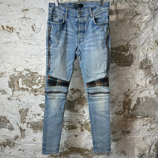 Amiri MX2 Multicolor Flannel Blue Denim Jeans Sz 31