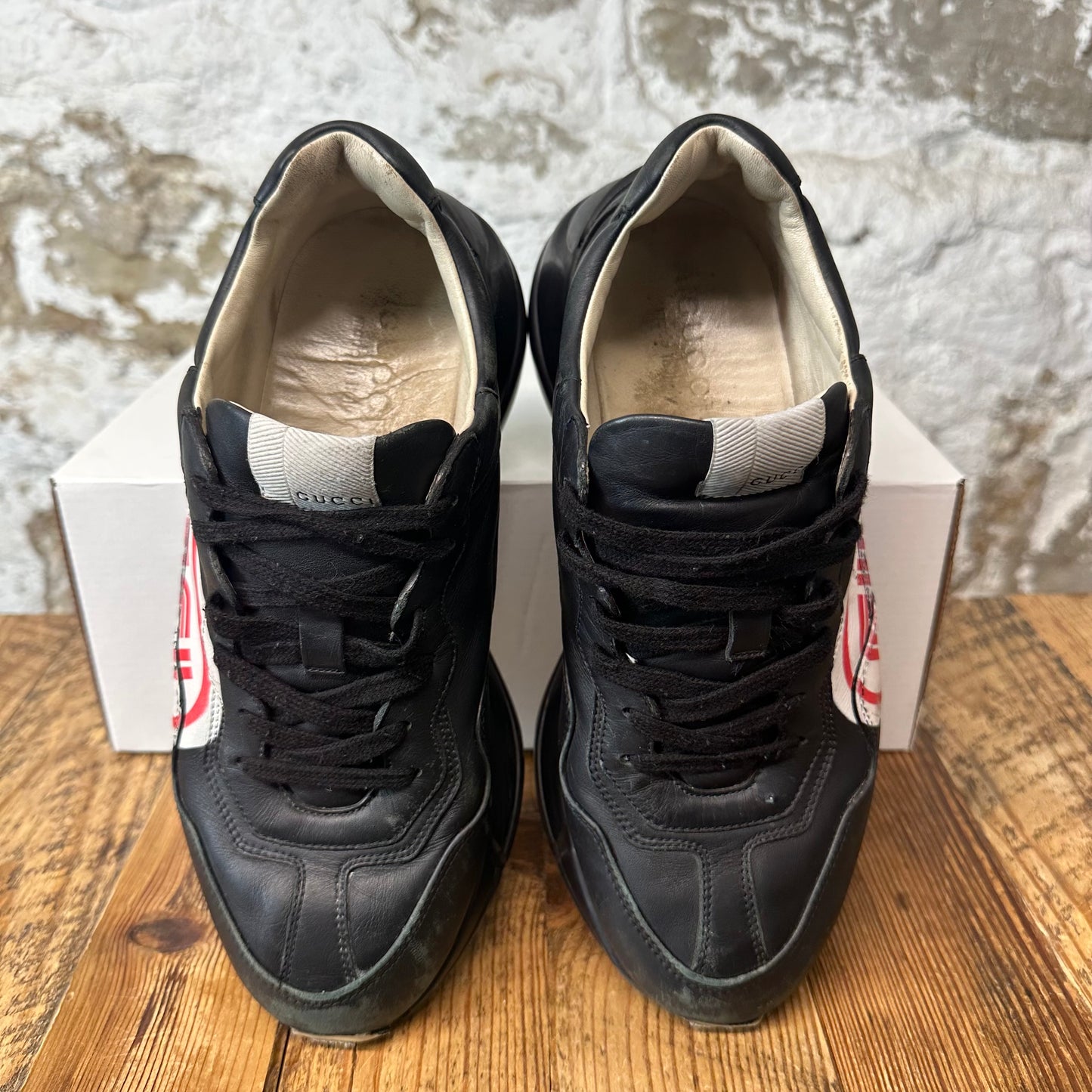 Gucci Rhyton Red White Spell Black Sneaker Sz 7