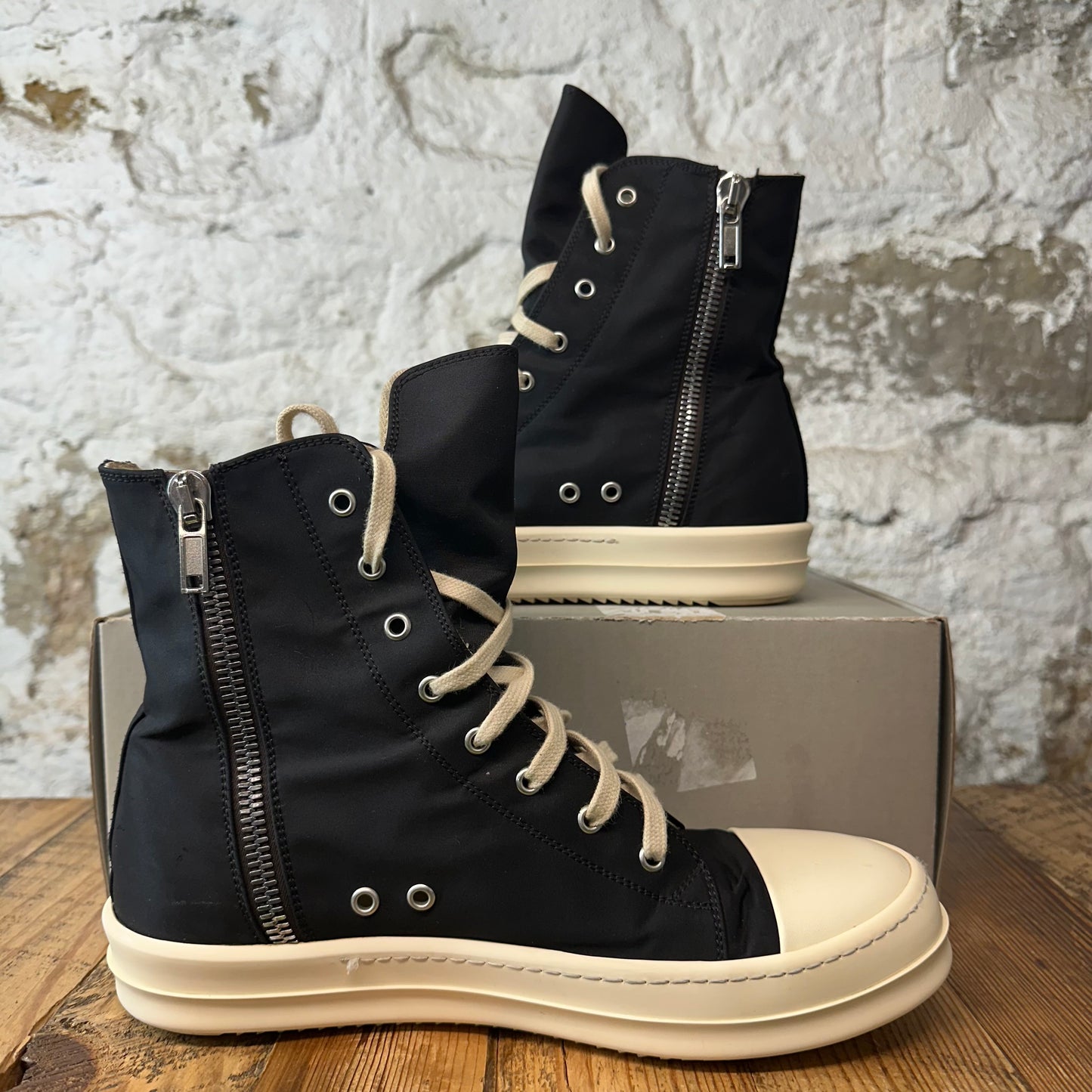 Rick Owens High Black Nylon Pocket Milk Sneaker Sz 10 (43)