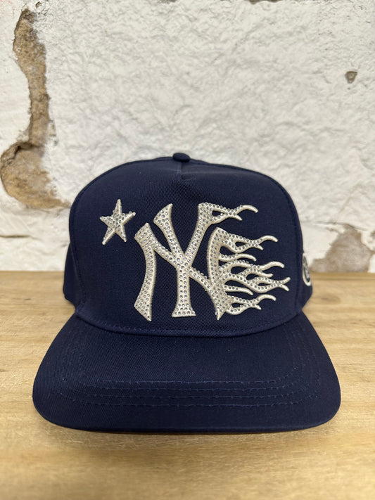 Hellstar NY Yankees Navy Rhinestone Snapback Hat DS