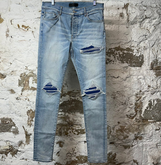 Amiri MX1 Blue Suede Blue Denim Jeans Sz 32