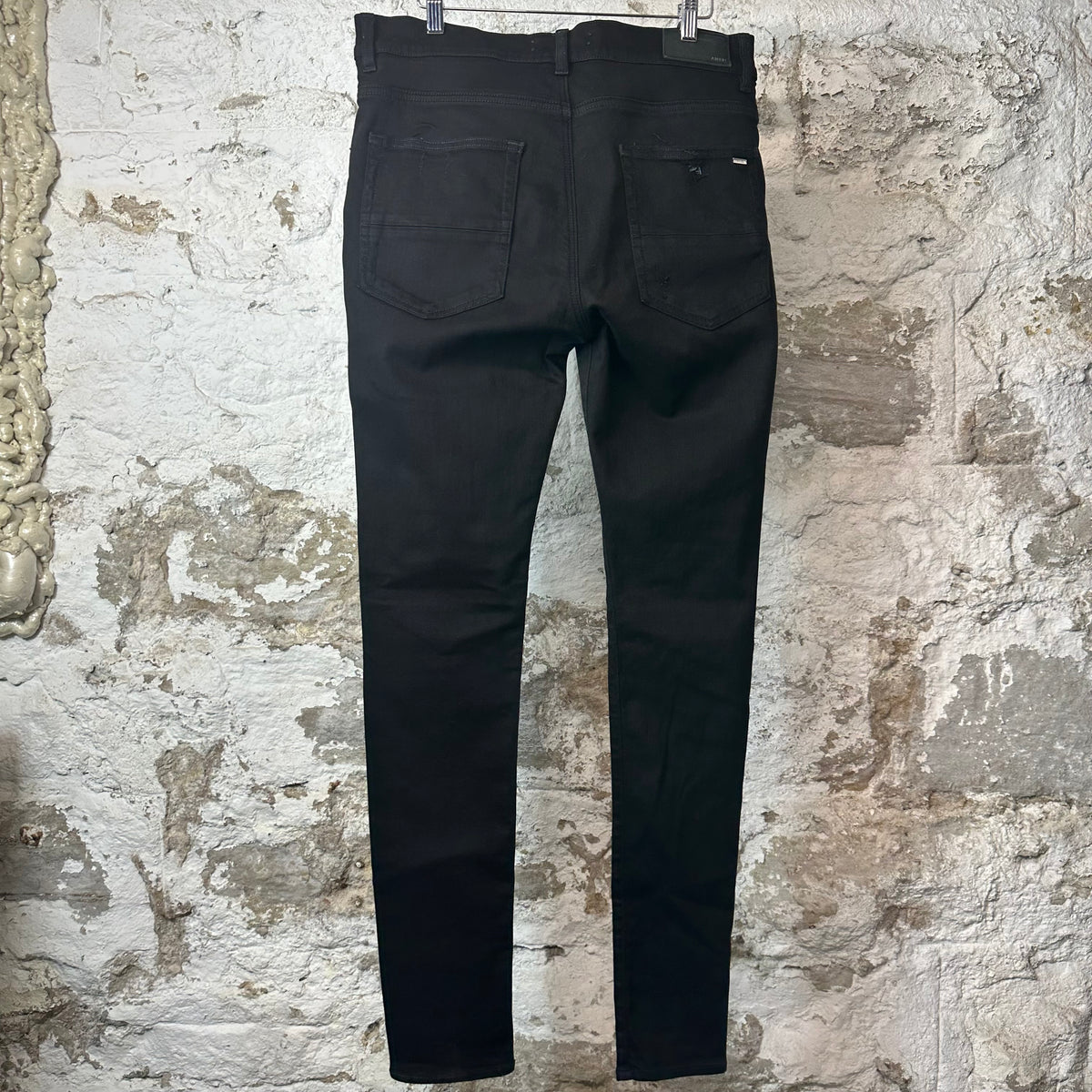 Amiri MX1 Brown Suede Black Denim Jeans Sz 34