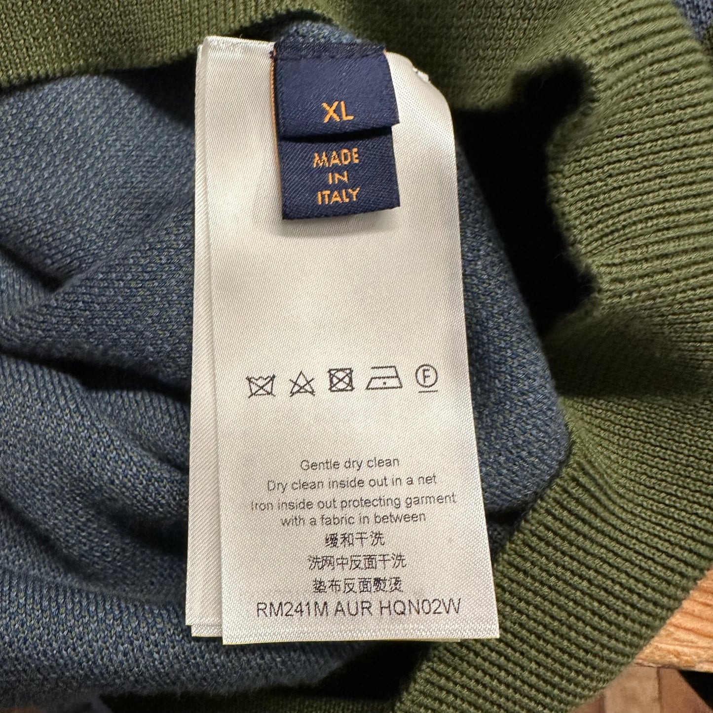 Louis Vuitton Blue Green Monogram Knitted Polo L/s Sz XL