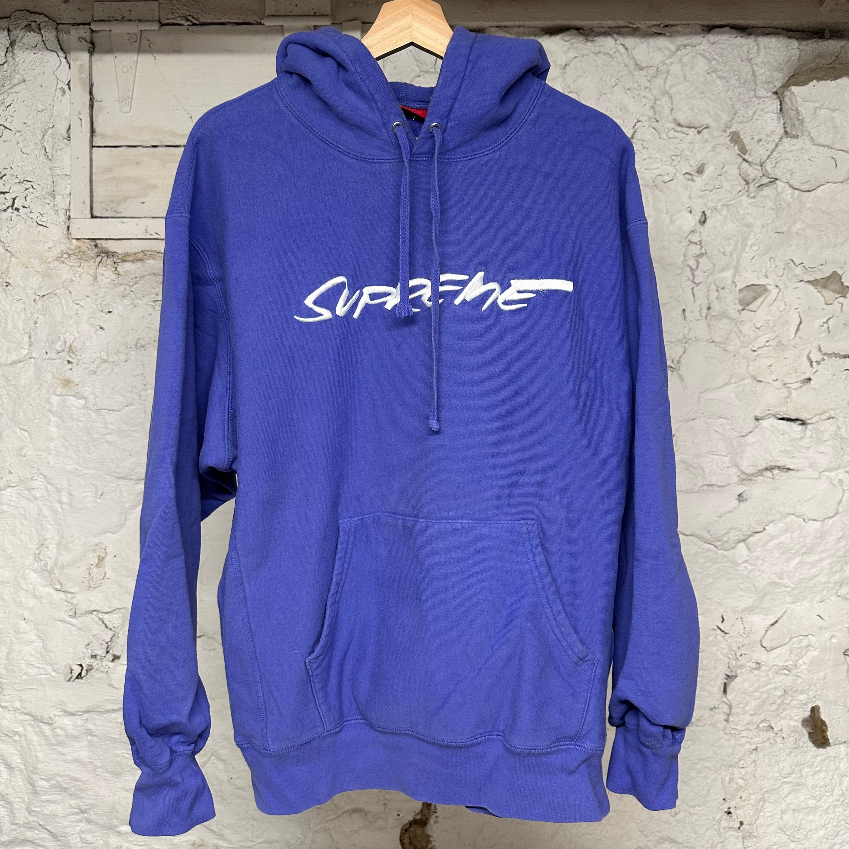 Supreme Embroidered Spellout Light Blue Hoodie Sz M