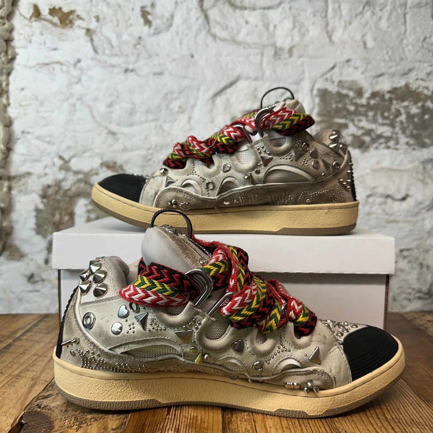Lanvin Curb Multicolor Lace Grey Grafitti Sneaker Sz 10 (43)