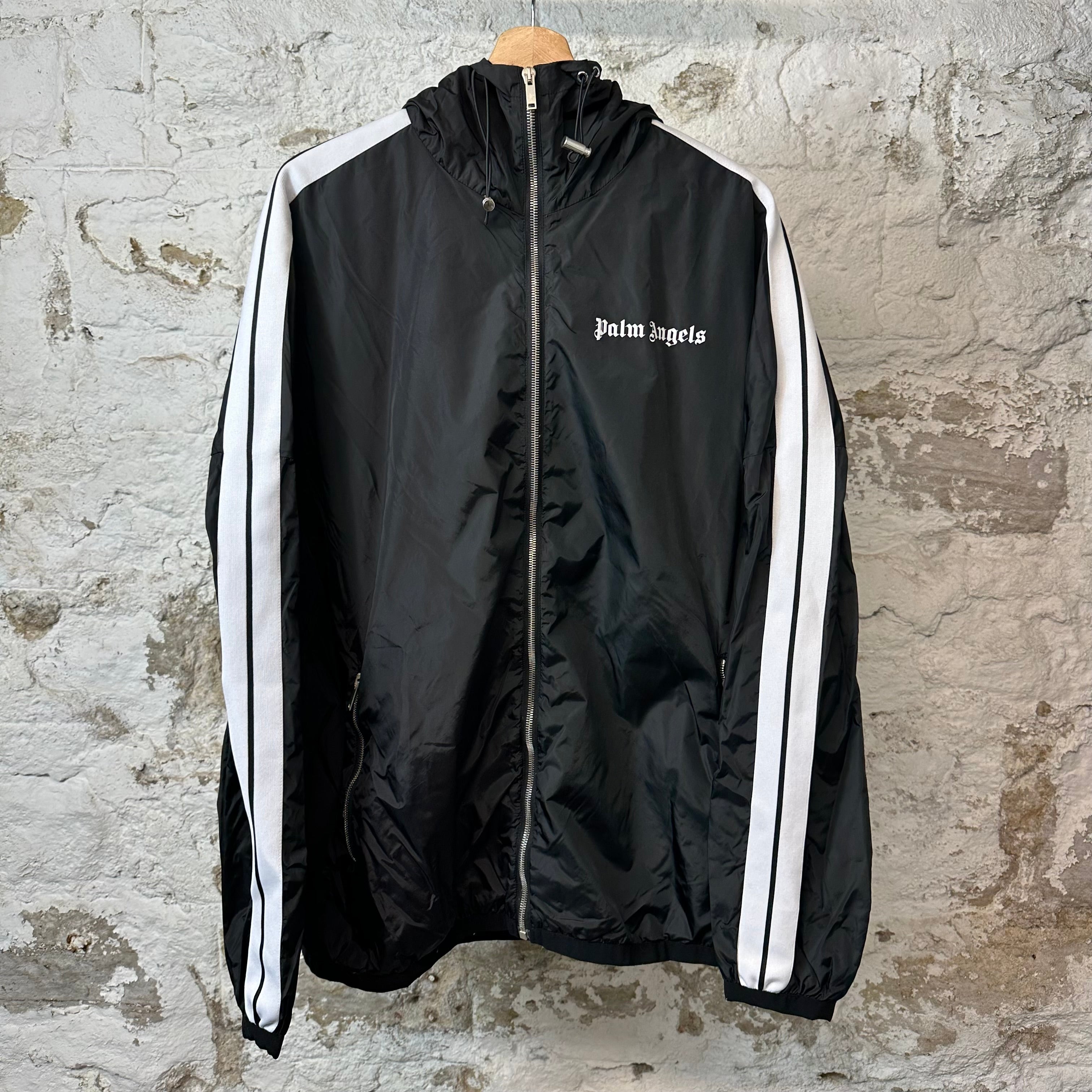 Palm Angels Black White Track Windbreaker Sz XXXL