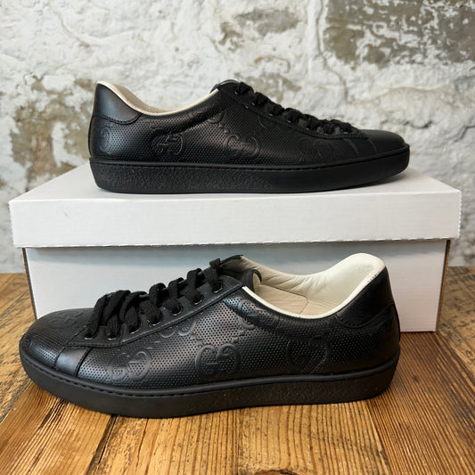 Gucci Black GG Embossed Ace Sneaker Sz 7