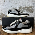 Prada Americas Cup Black Patent Grey White Sneaker Sz 8