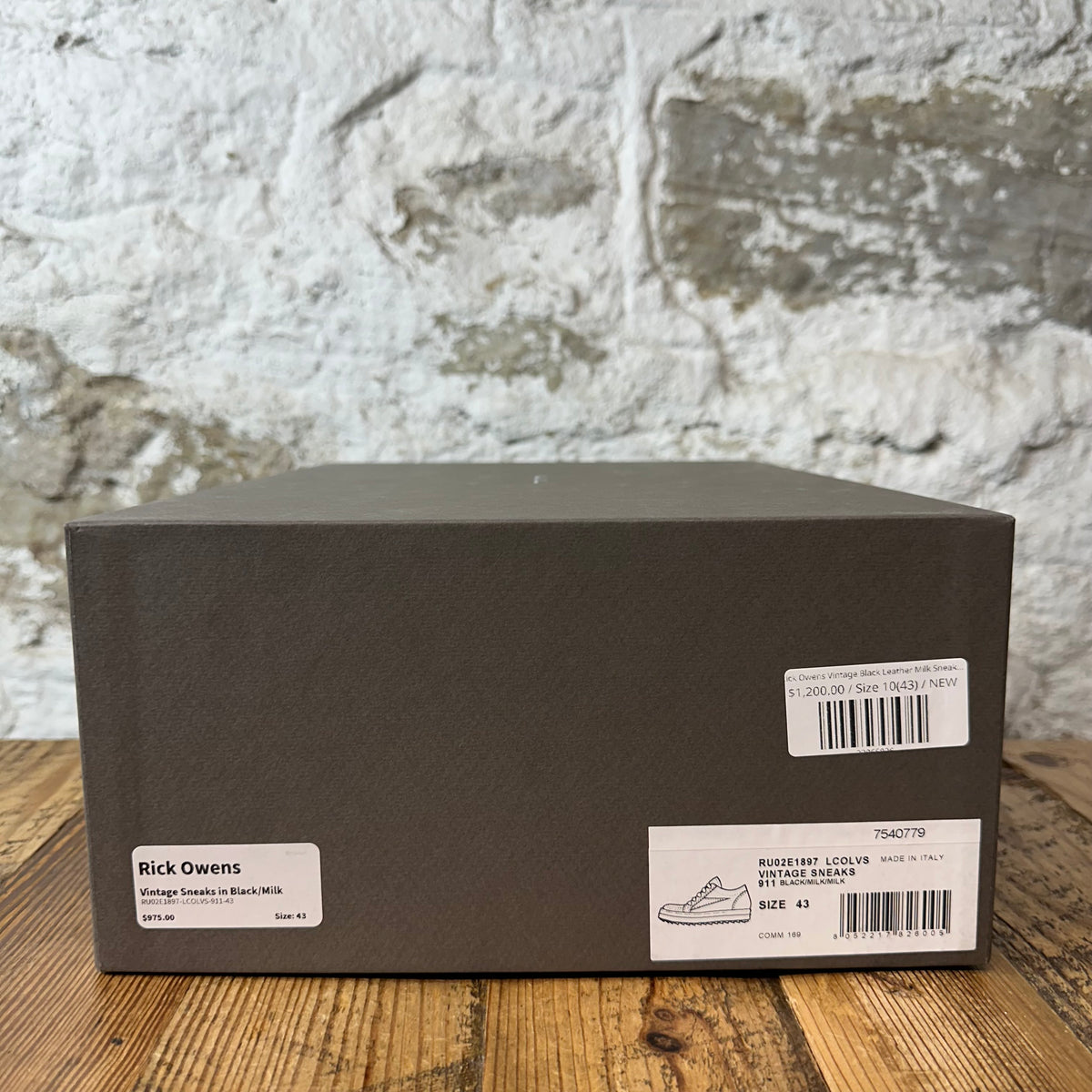 Rick Owens Vintage Black Leather Milk Sneaker Sz 10 (43) dS
