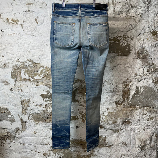 Amiri MX1 Blue Paisley Woven Blue Denim Jeans Sz 30