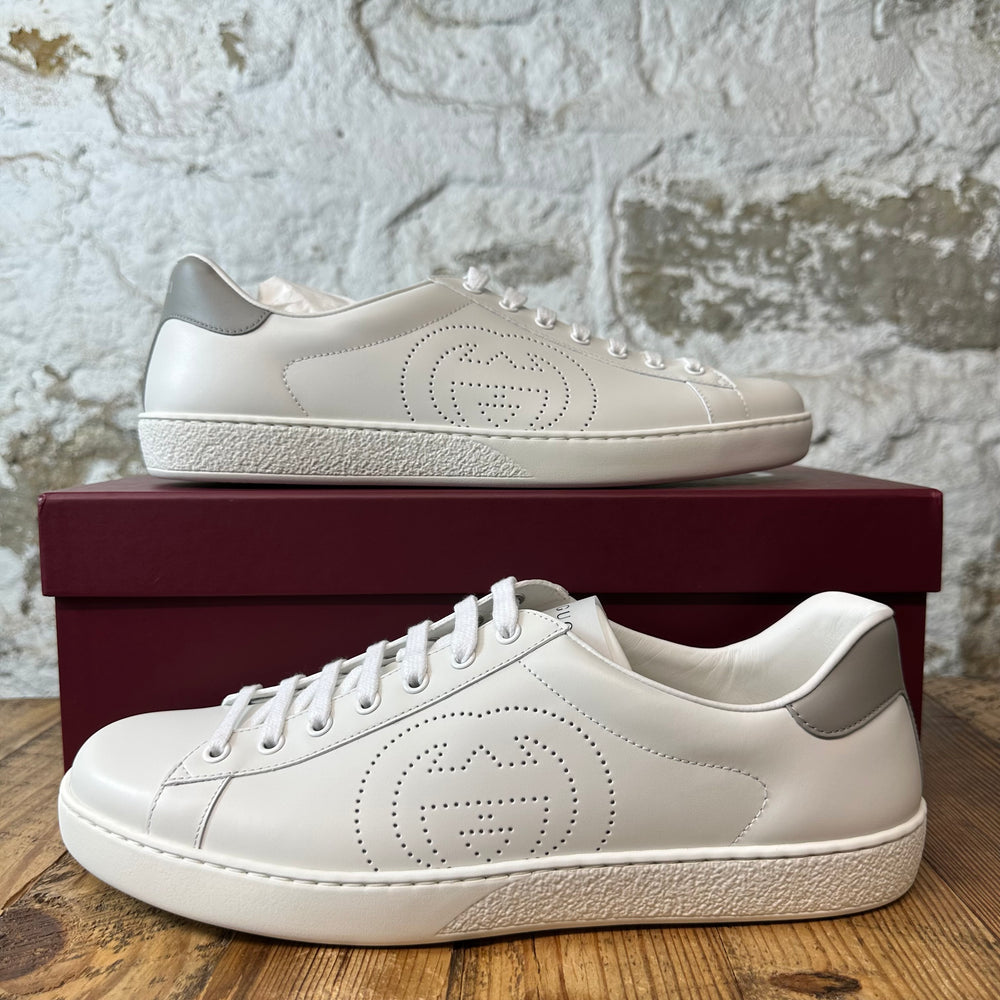 Gucci Perforated GG Logo White Ace Sneaker Sz 11.5 DS