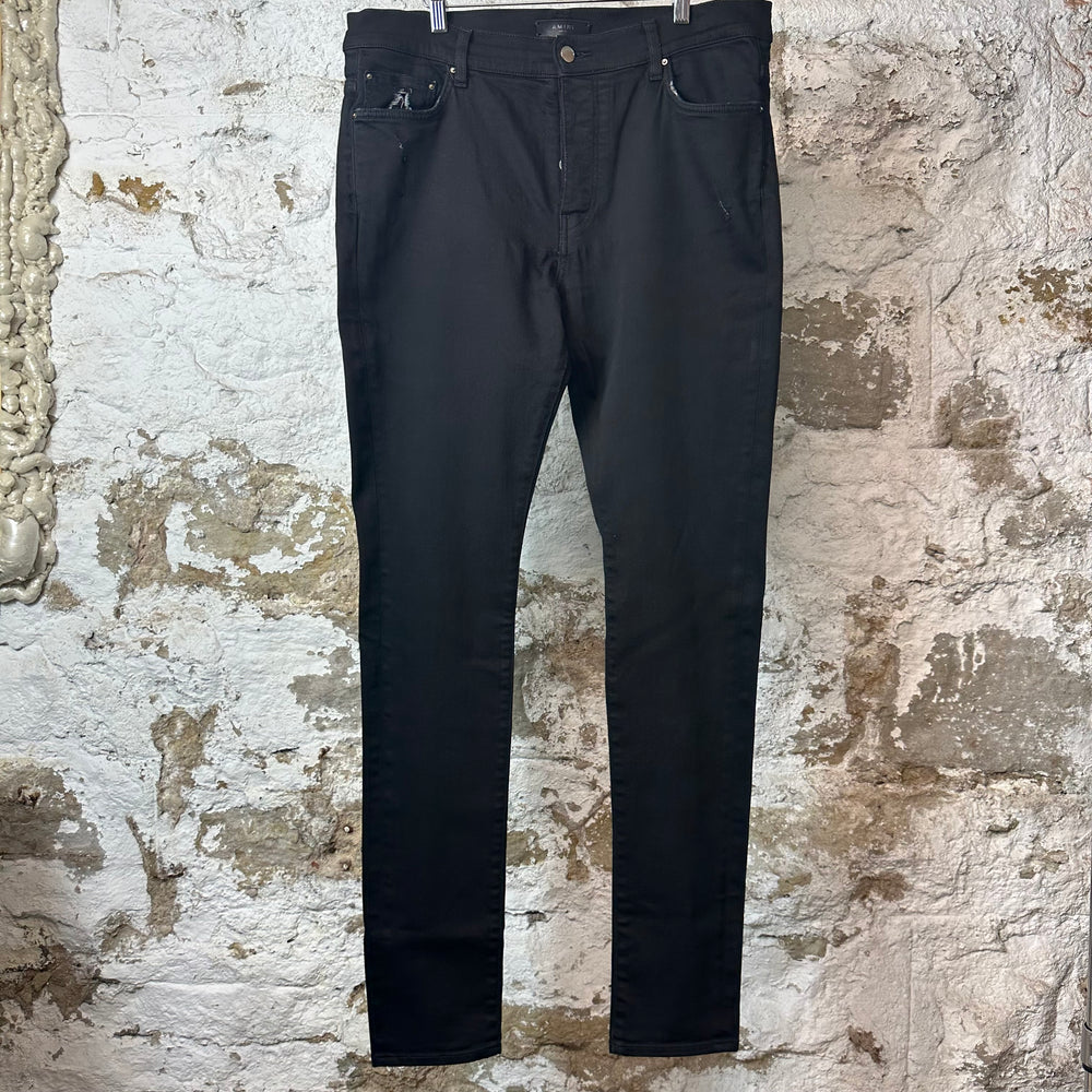 Amiri Plain Black Denim Jeans Sz 36
