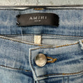 Amiri Knee Hole Cherub Logo Blue Denim Jeans Sz 29