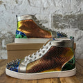 Christian Louboutin High Multicolor Holographic Spike Sneaker Sz 14 (47)